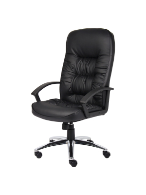 High Back Leatherplus Chair Black - Boss Office Products