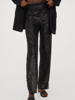 Wide-leg Sequined Pants