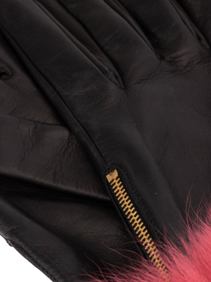 Prada Fur-trim Tassel Gloves