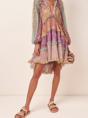 Carnaby Tiered Floral Silk Mini Dress