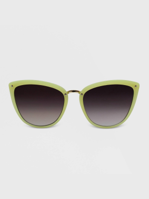 Women's Cateye Round Plastic Metal Sunglasses - A New Day™ Green