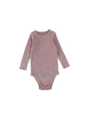 Lil Legs Ribbed Long Sleeve Onesie - Pink Wash