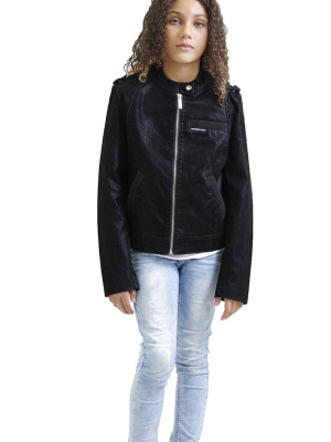 Girl's Iconic Moto Faux Suede Jacket