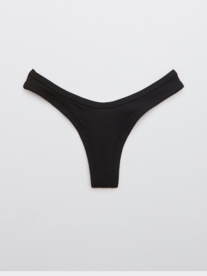 Aerie Ribbed High Cut Thong Underwear