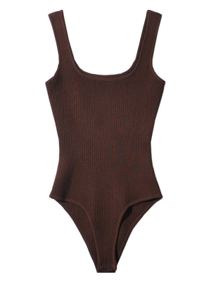 'ana' Square Neck Ribbed Bodysuit (4 Colors)