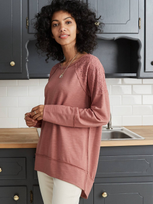 Women's Long Sleeve Lace Detail Knit Top - Knox Rose™