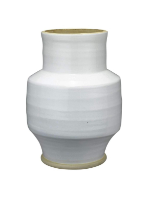 Solstice Ceramic Vase In White And Natural Ceramic