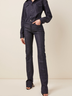 Stretch High-rise Flared-leg Jeans