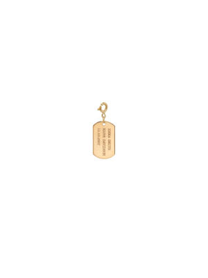 14k Vertical Text Small Dog Tag Charm With Spring Ring