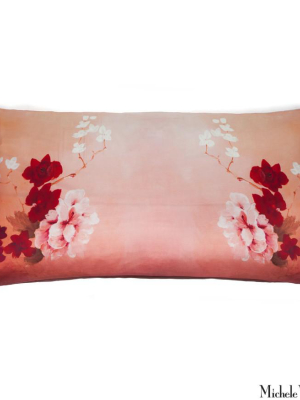 Silk Print Pillow Pink Rose 20x36