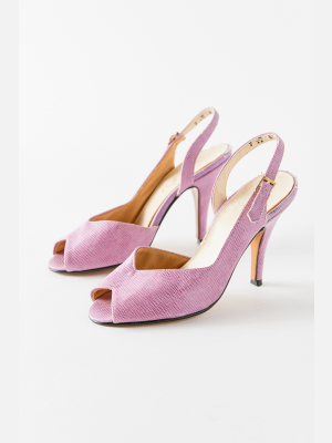 Vintage Pink Snake Slingback Heel