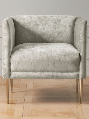 Marais Shadow Grey Velvet Armchair With Brass Legs