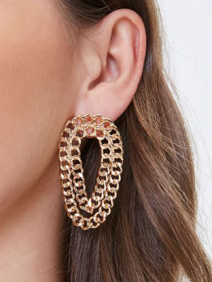 Chain Hoop Drop Earrings