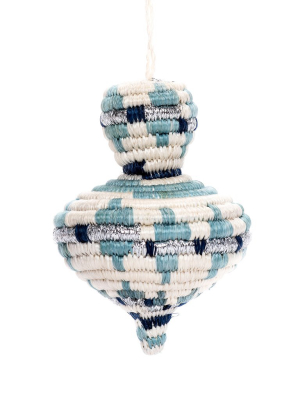 Handwoven Baskets By Blu Rounded Blue Metallic Ornament