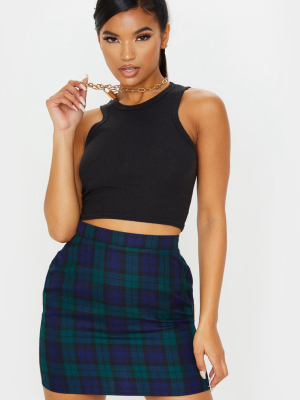 Navy Check Woven Mini Skirt