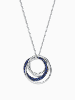 Effy Gemma 14k White Gold Blue Sapphire And Diamond Pendant, 0.74 Tcw