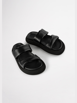June Black Nappa 3cm Sandals
