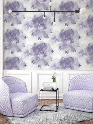 Watercolor Sunflower Wallpaper In Purples From The L'atelier De Paris Collection By Seabrook