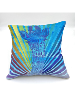 Superstar Giraffe With Rainbow Rays Pillow