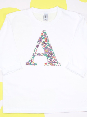 Personalised Letter T-shirt Top Made With Liberty Fabric Betsy