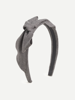 Bow Headband In Ivory Tweed