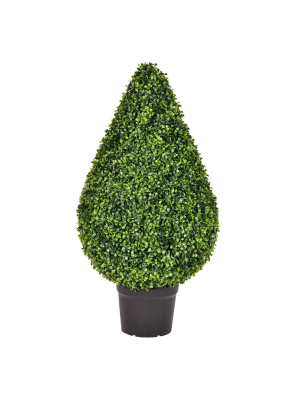 Artificial Boxwood Teardrop Shaped In Pot (uv) - Vickerman