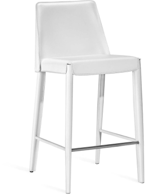 Interlude Home Malin Counter Stool - Winter White - Polished Nickel