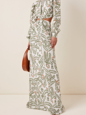 Parana Herbal Cutout Printed Linen Maxi Dress