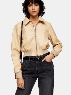 Buttermilk Leather Bomber Jacket