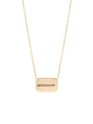 14k Personalized Rounded Rectangle Necklace