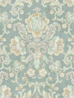 Vintage Cameo Wallpaper In Seafoam From The Vintage Home 2 Collection By Wallquest