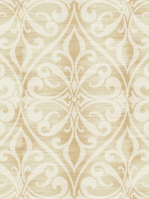 Chambon Ogee Wallpaper In Beige Neutrals From The Lugano Collection By Seabrook Wallcoverings