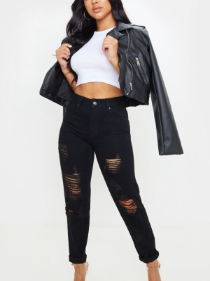 Petite Black Distressed Jean