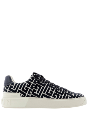 Balmain B-court Monogram Jacquard Sneakers