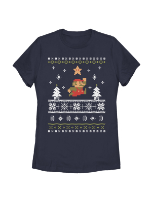 Women's Nintendo Ugly Christmas Mario T-shirt