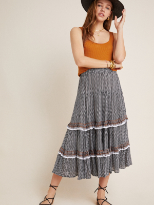 Beachgold Jocelyn Tiered Midi Skirt