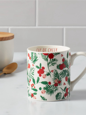 16oz Stoneware Cup Of Cheer Christmas Mug White - Threshold™