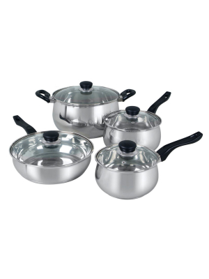 Oster Rametto 8 Piece Stainless Steel Kitchen Cookware Set With Glass Lids