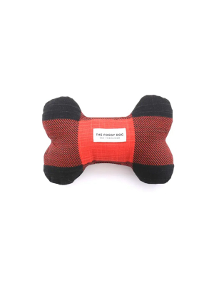 Red And Black Check Dog Bone Squeaky Toy