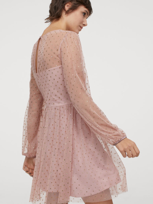 Glittery-dot Mesh Dress