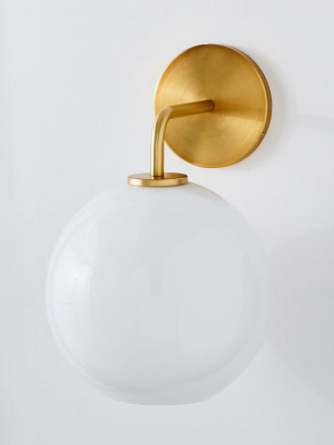 Sculptural Glass Globe Sconce - Milk