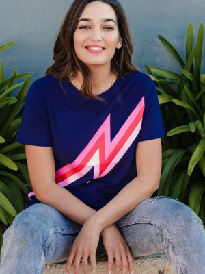 Maggie T-shirt - Navy, Zap! Pink Lightning