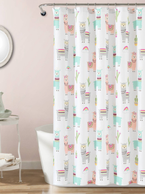 72"x72" Make A Wish Southwest Llama Cactus Shower Curtain Single - Lush Décor