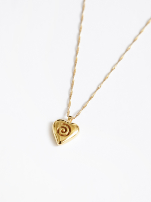 Heart Swirl Charm Necklace In Gold