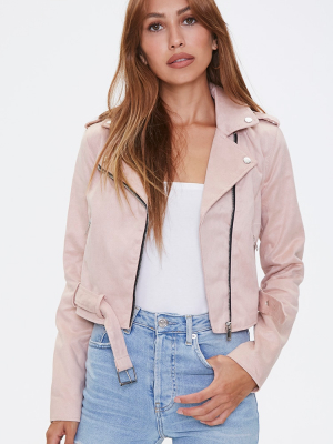 Faux Suede Moto Jacket