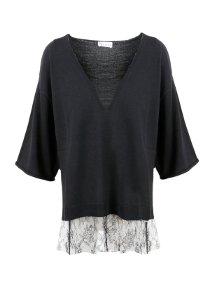 Redvalentino Lace Layered Knit Top