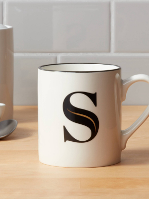 16oz Stoneware Monogram S Mug White - Threshold™