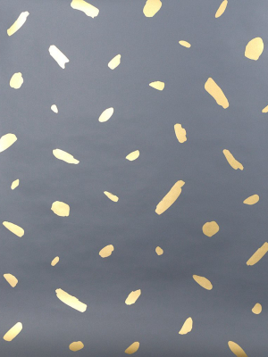 Pas De Trois Wallpaper In Gold On Charcoal By Thatcher Studio