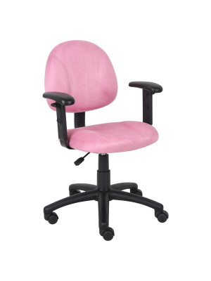 Microfiber Deluxe Posture Chair With Adjustable Arms Pink - Boss Office Products