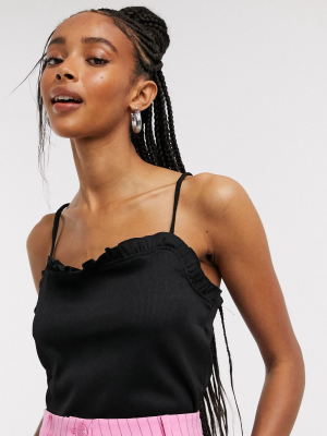 Noisy May Frill Cami Top In Black